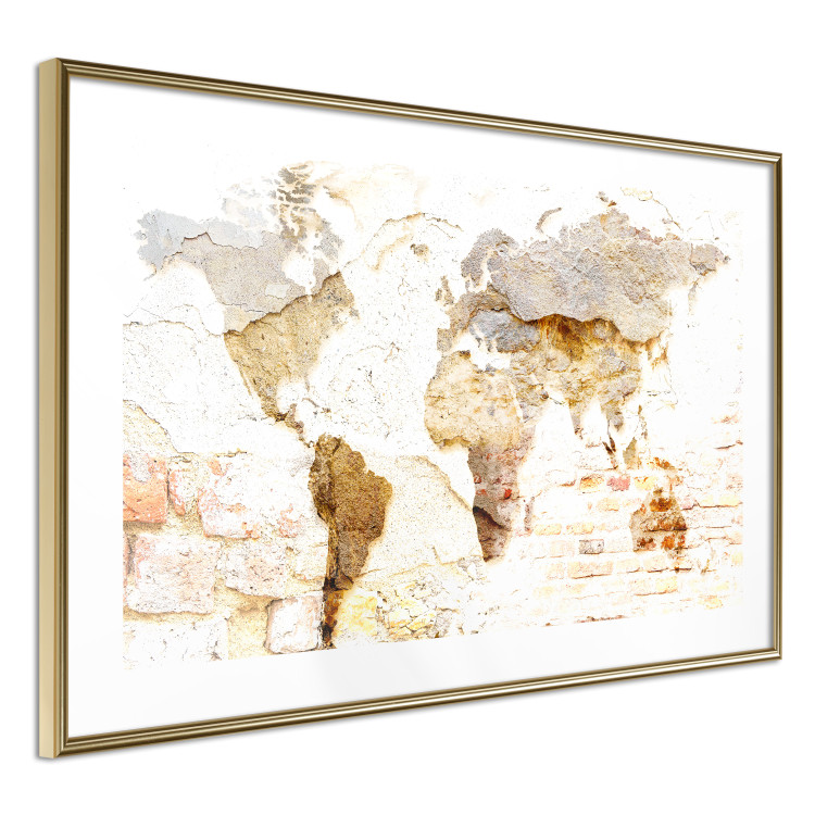 Poster Paint My World - world map on distressed brick texture 123853 additionalImage 9