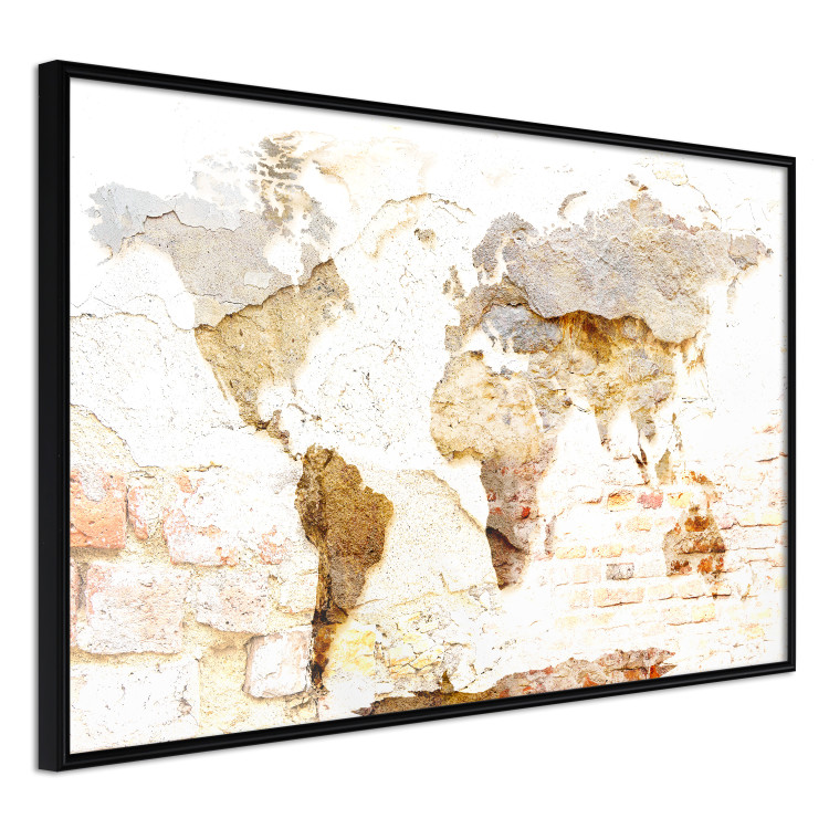 Poster Paint My World - world map on distressed brick texture 123853 additionalImage 11