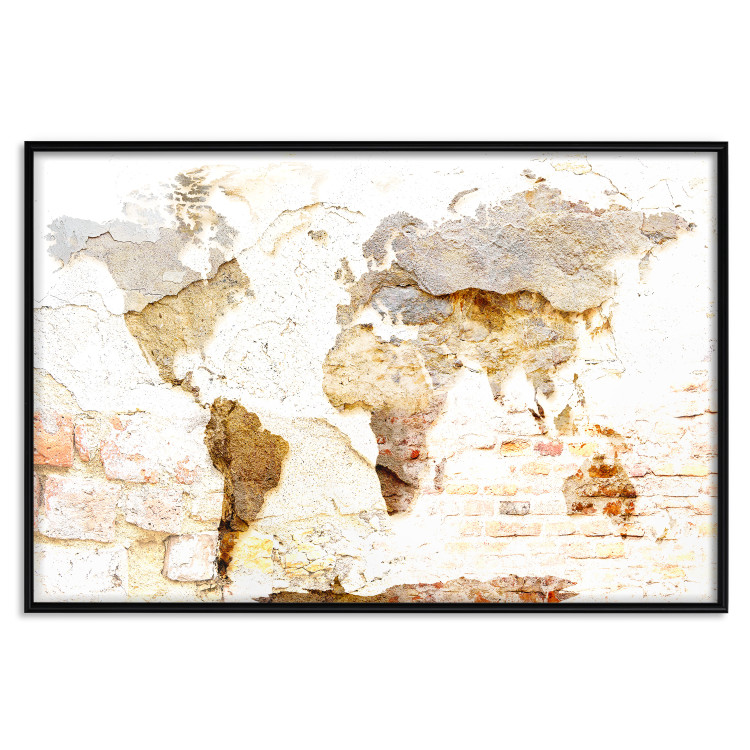 Poster Paint My World - world map on distressed brick texture 123853 additionalImage 18