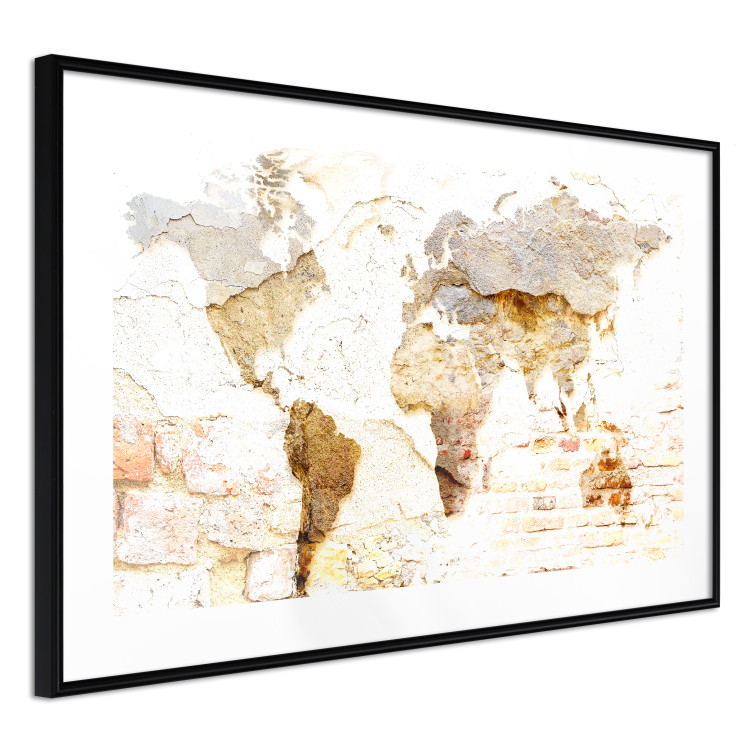 Poster Paint My World - world map on distressed brick texture 123853 additionalImage 12
