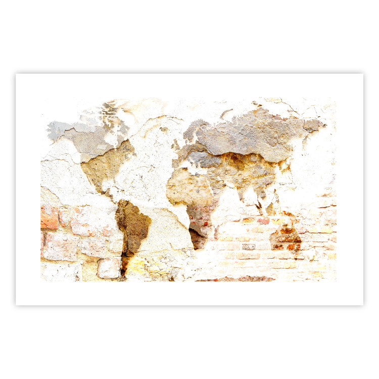 Poster Paint My World - world map on distressed brick texture 123853 additionalImage 19
