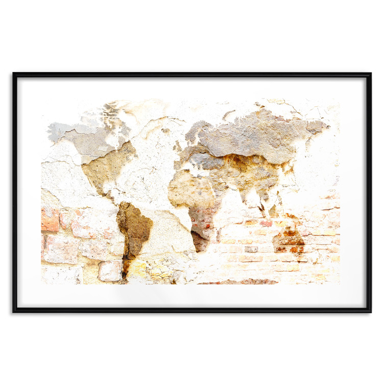 Poster Paint My World - world map on distressed brick texture 123853 additionalImage 15