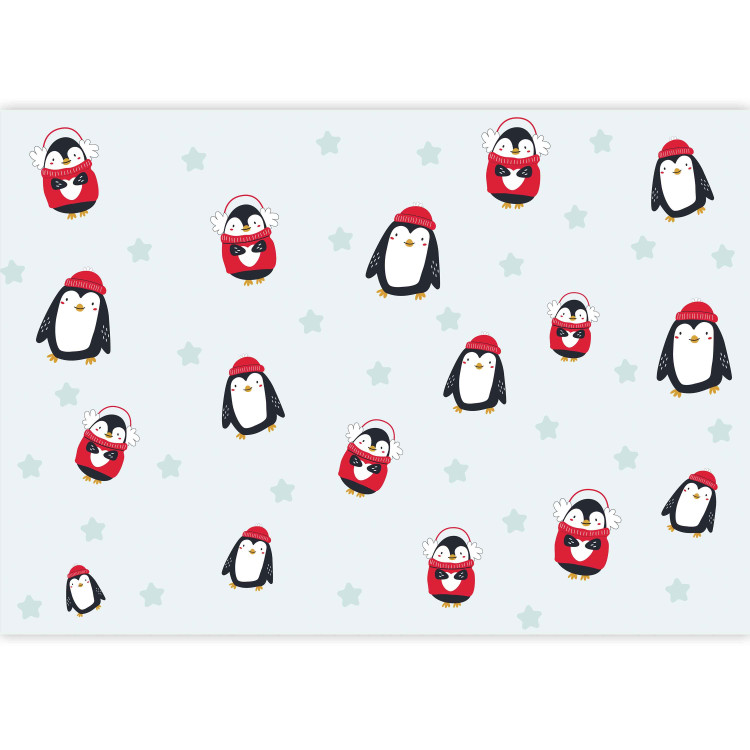 Photo Wallpaper Penguins - Children's graphics with penguins and stars on a white background 127553 additionalImage 3