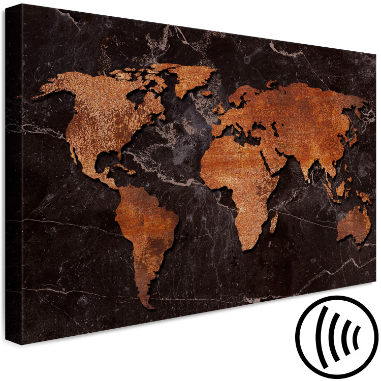 Canvas Print Copper Map (1-part) wide - world map on a dark background 128853 additionalImage 6