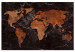 Canvas Print Copper Map (1-part) wide - world map on a dark background 128853