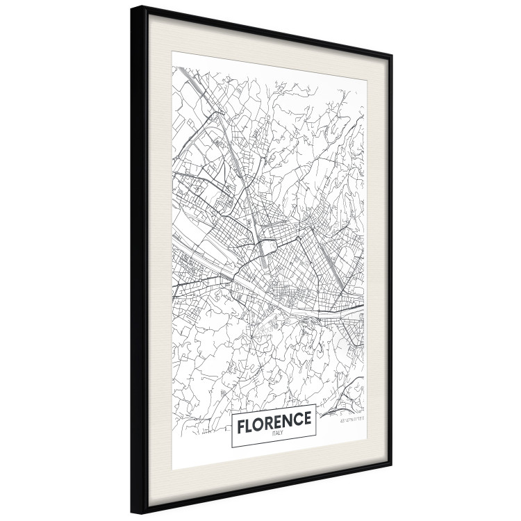 Poster Map of Florence - black topographic map on a white background with labels 130453 additionalImage 2