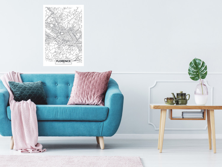Poster Map of Florence - black topographic map on a white background with labels 130453 additionalImage 4
