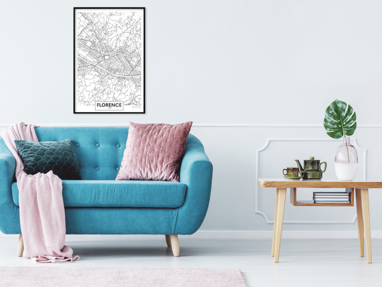 Poster Map of Florence - black topographic map on a white background with labels 130453 additionalImage 6