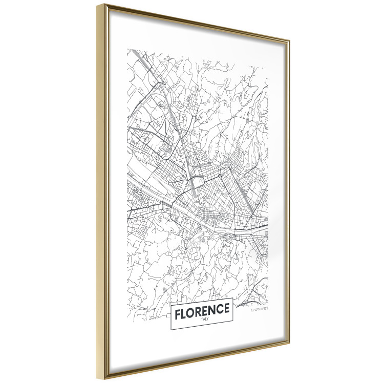 Poster Map of Florence - black topographic map on a white background with labels 130453 additionalImage 7
