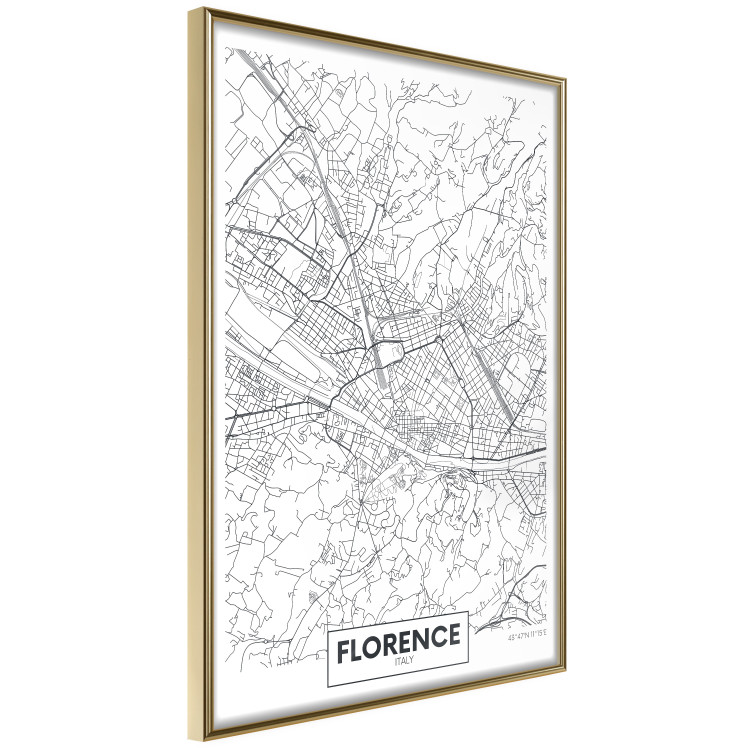 Poster Map of Florence - black topographic map on a white background with labels 130453 additionalImage 14