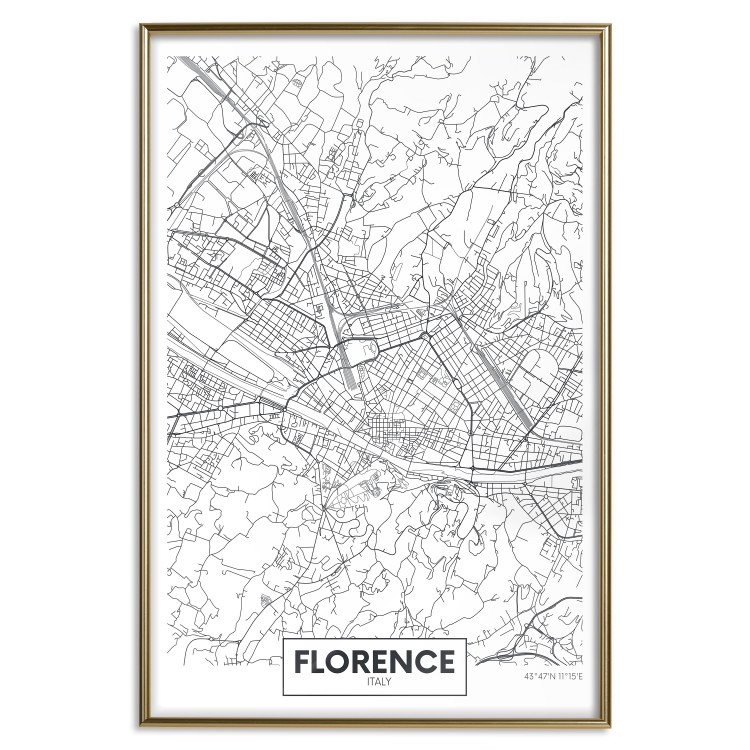 Poster Map of Florence - black topographic map on a white background with labels 130453 additionalImage 21