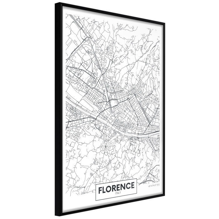 Poster Map of Florence - black topographic map on a white background with labels 130453 additionalImage 13