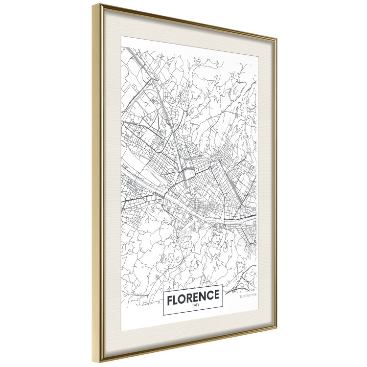 Poster Map of Florence - black topographic map on a white background with labels 130453 additionalImage 3