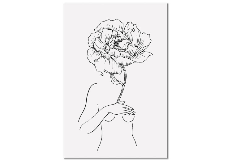 Canvas Print Sensual Blossom (1-piece) Vertical - line art of an abstract woman 130853