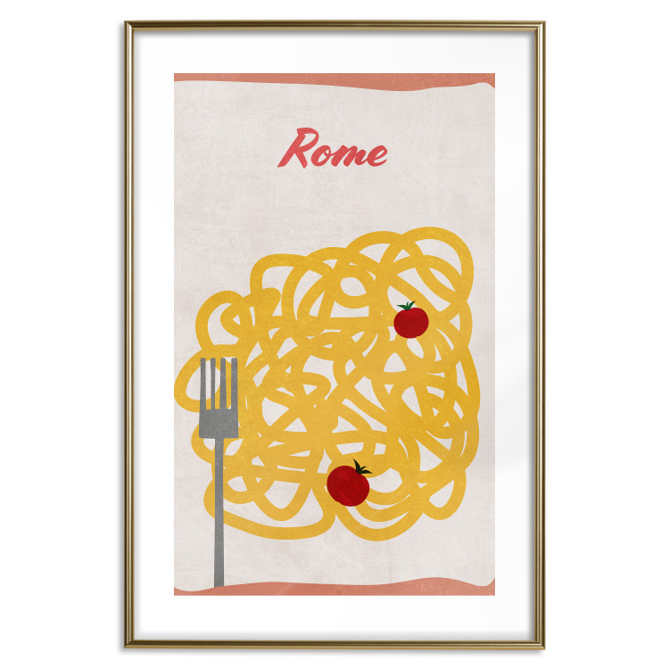 Wall Poster Roman Delicacies - texts and food in the form of pasta with tomato 131953 additionalImage 14