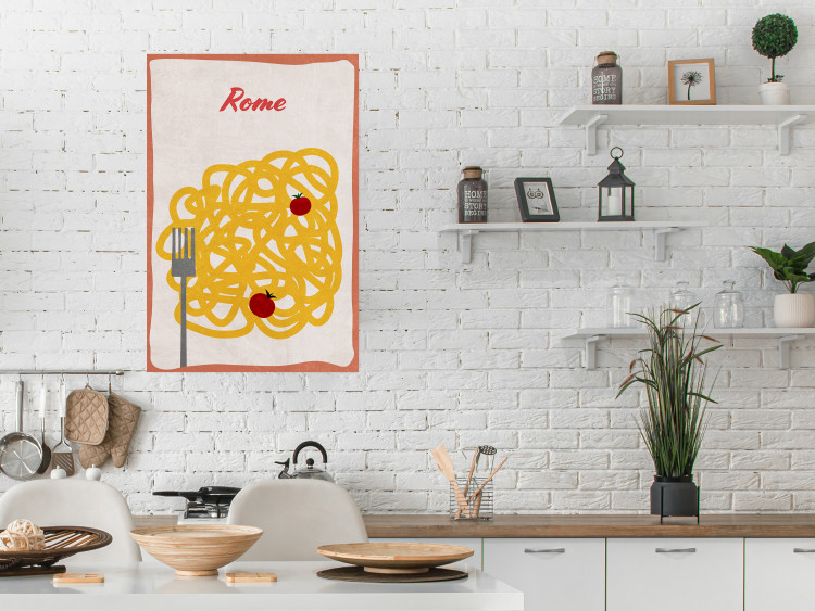 Wall Poster Roman Delicacies - texts and food in the form of pasta with tomato 131953 additionalImage 2