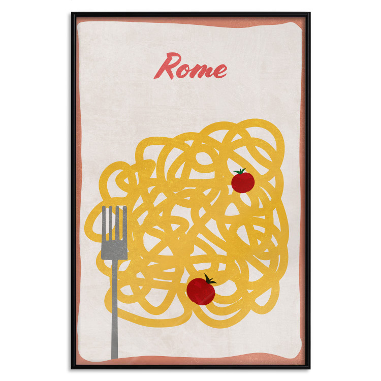 Wall Poster Roman Delicacies - texts and food in the form of pasta with tomato 131953 additionalImage 16