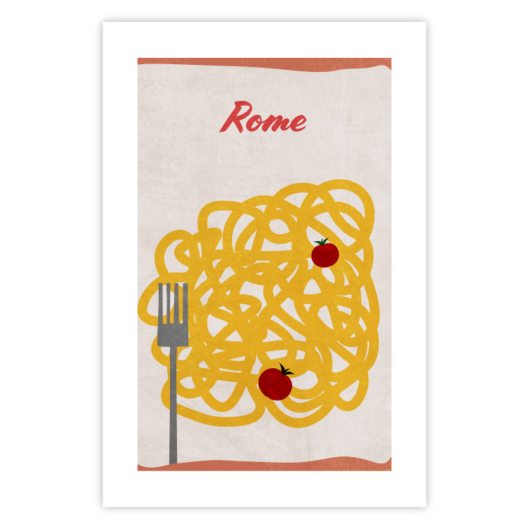 Wall Poster Roman Delicacies - texts and food in the form of pasta with tomato 131953 additionalImage 25