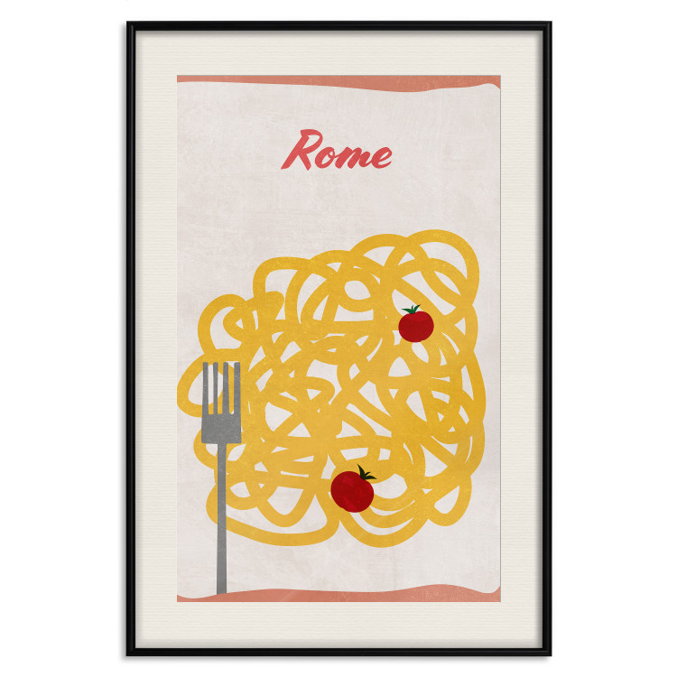 Wall Poster Roman Delicacies - texts and food in the form of pasta with tomato 131953 additionalImage 19