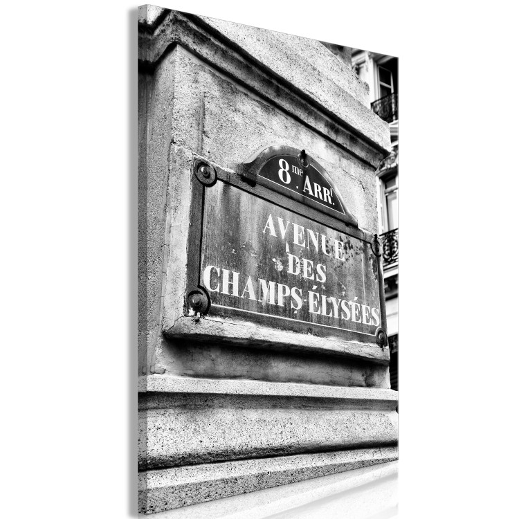 Canvas Art Print Champs-Elysees Avenue - black and white graphic of famous Paris street 132253 additionalImage 2