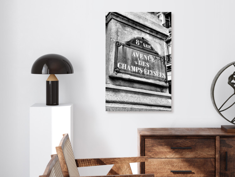 Canvas Art Print Champs-Elysees Avenue - black and white graphic of famous Paris street 132253 additionalImage 3