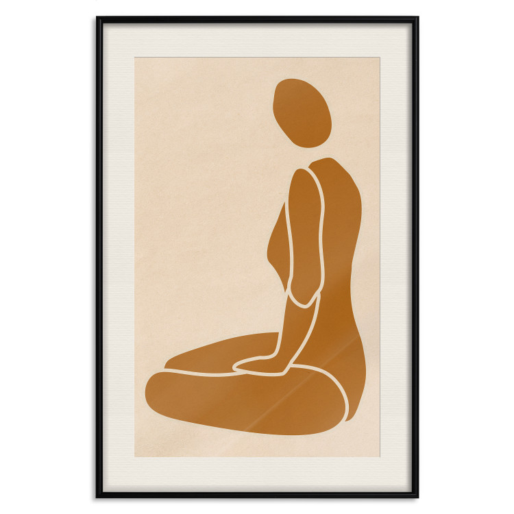 Wall Poster Slice of Femininity - abstract yellow figure silhouette on a light background 134353 additionalImage 19