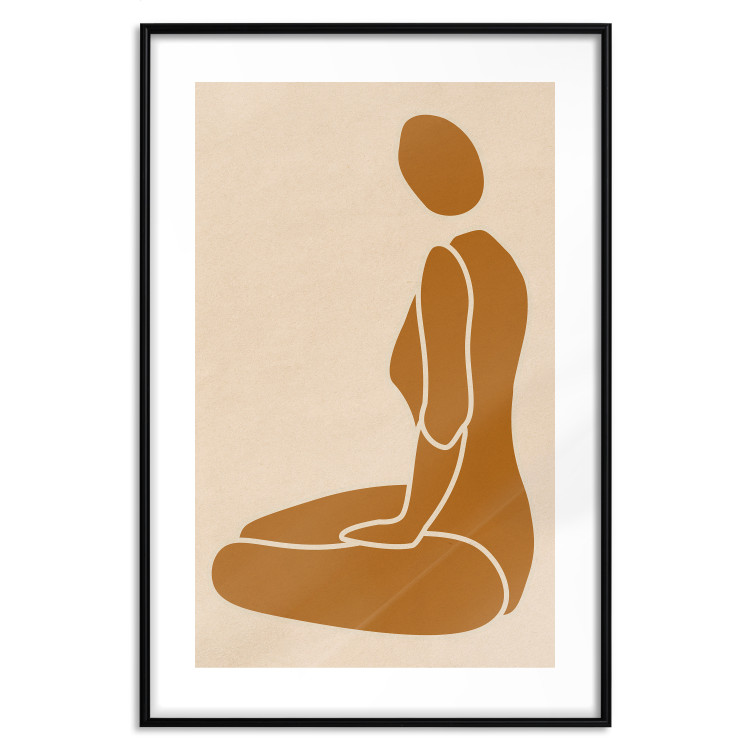 Wall Poster Slice of Femininity - abstract yellow figure silhouette on a light background 134353 additionalImage 17