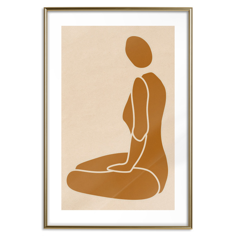 Wall Poster Slice of Femininity - abstract yellow figure silhouette on a light background 134353 additionalImage 14