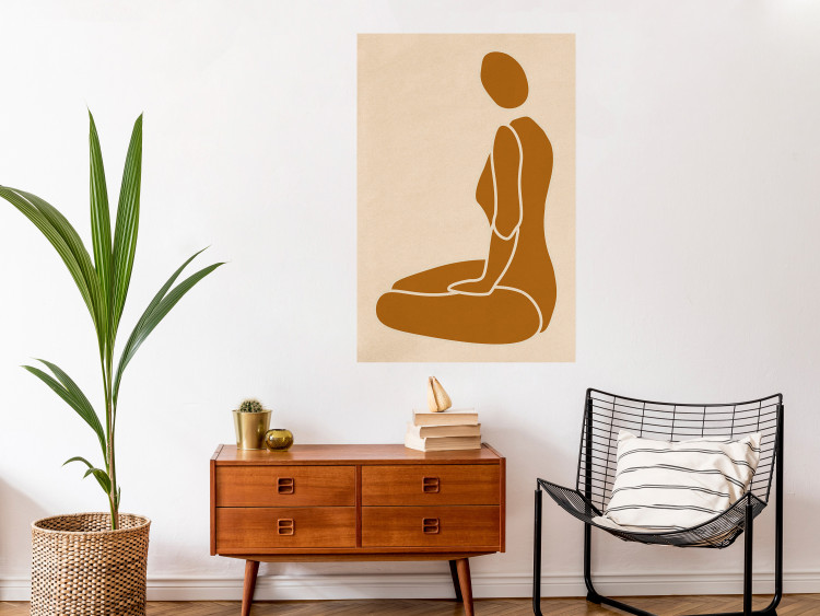 Wall Poster Slice of Femininity - abstract yellow figure silhouette on a light background 134353 additionalImage 2