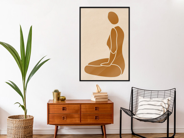Wall Poster Slice of Femininity - abstract yellow figure silhouette on a light background 134353 additionalImage 4