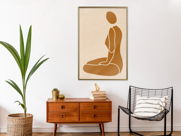 Wall Poster Slice of Femininity - abstract yellow figure silhouette on a light background 134353 additionalImage 7