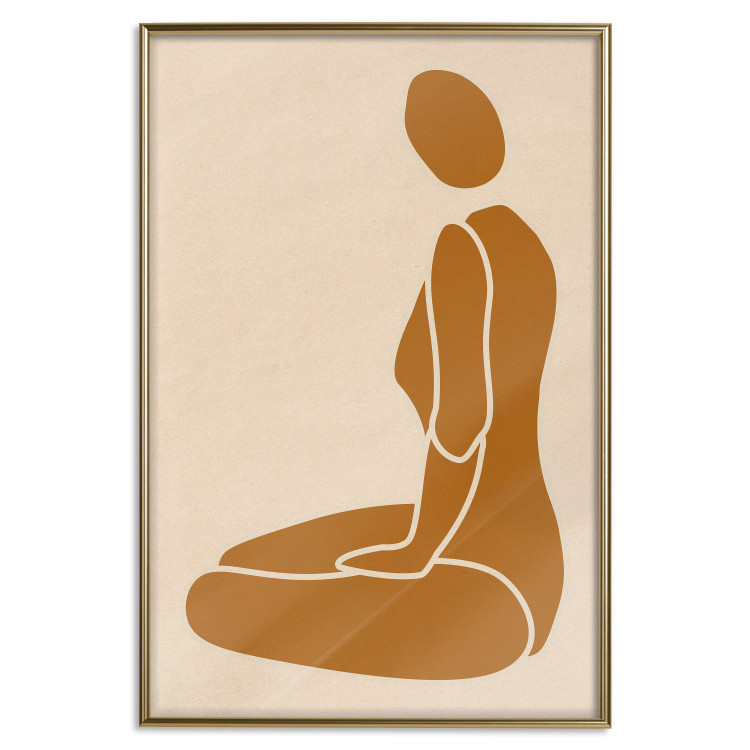 Wall Poster Slice of Femininity - abstract yellow figure silhouette on a light background 134353 additionalImage 17