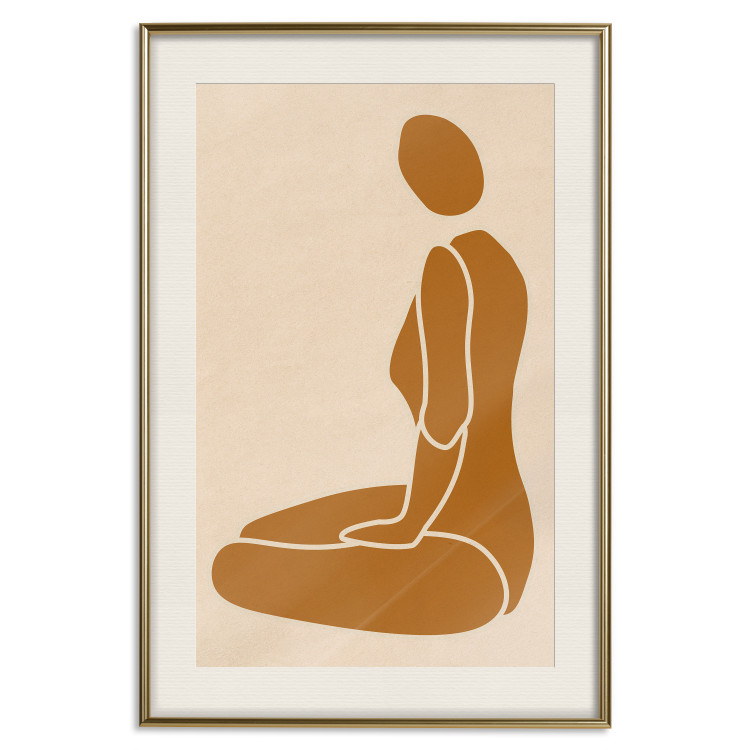 Wall Poster Slice of Femininity - abstract yellow figure silhouette on a light background 134353 additionalImage 20