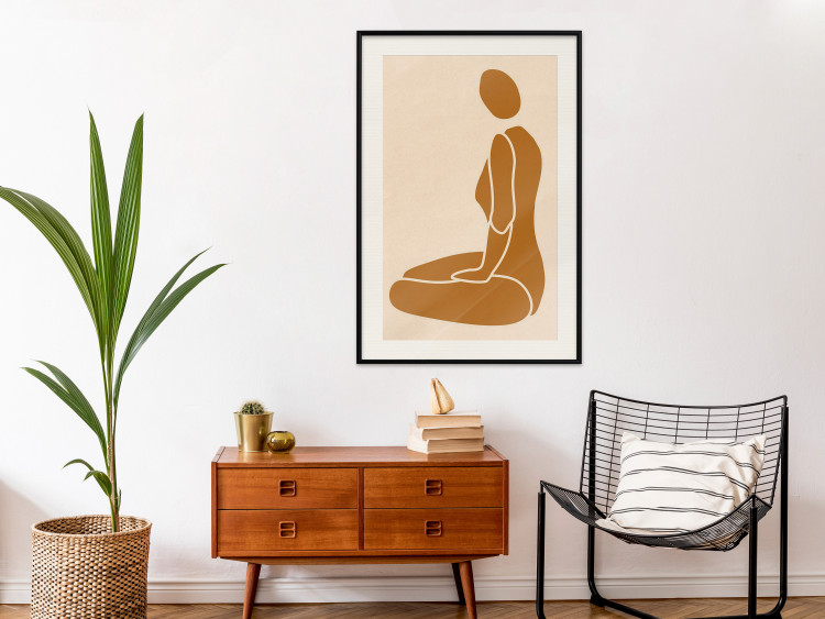 Wall Poster Slice of Femininity - abstract yellow figure silhouette on a light background 134353 additionalImage 24