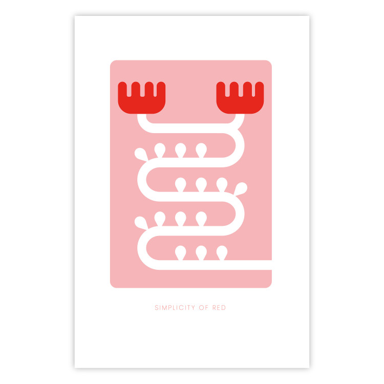 Poster Simplicity of Red - texts and abstract white pattern on a pink background 135653 additionalImage 25