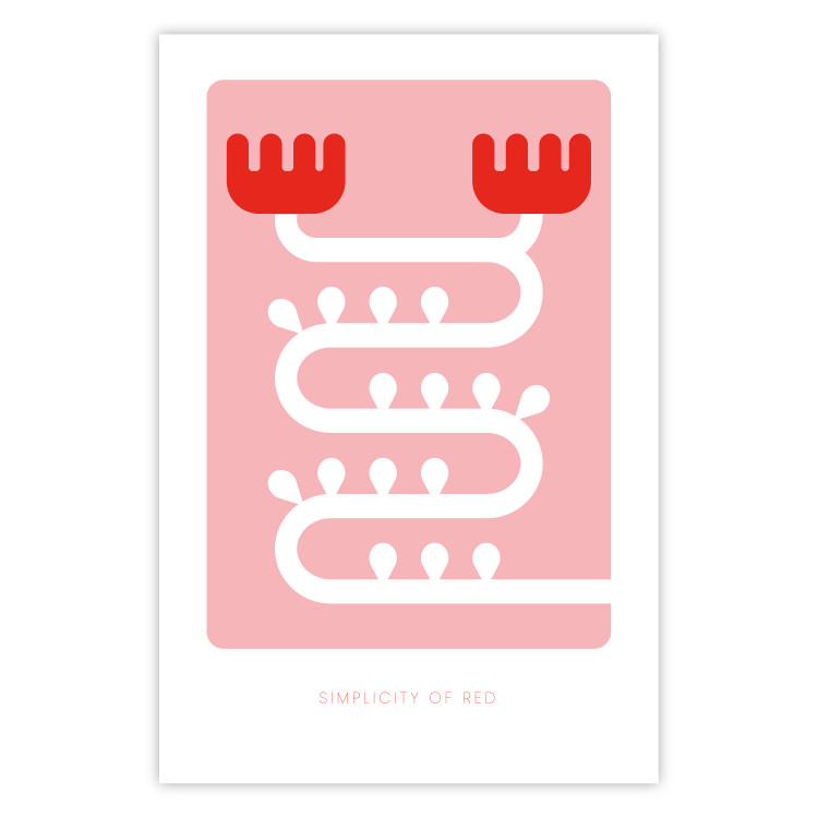Poster Simplicity of Red - texts and abstract white pattern on a pink background 135653