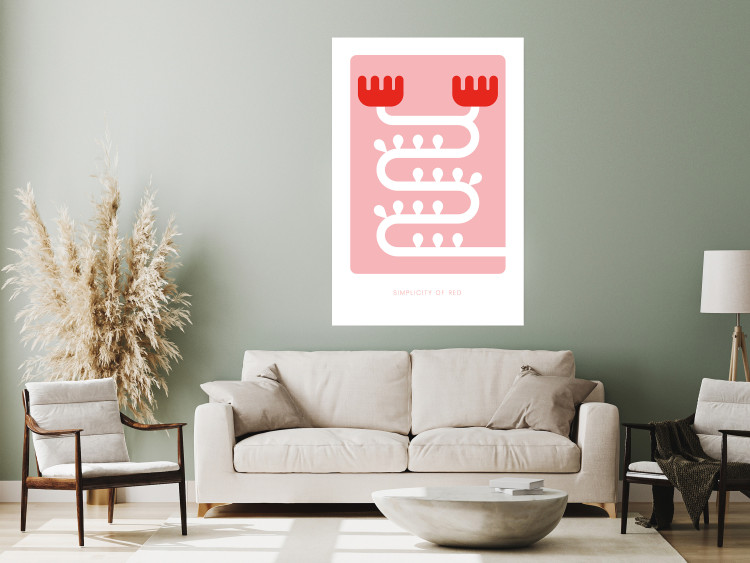 Poster Simplicity of Red - texts and abstract white pattern on a pink background 135653 additionalImage 19