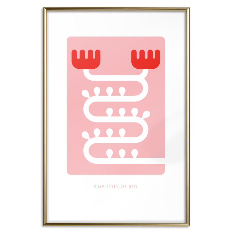Poster Simplicity of Red - texts and abstract white pattern on a pink background 135653 additionalImage 7