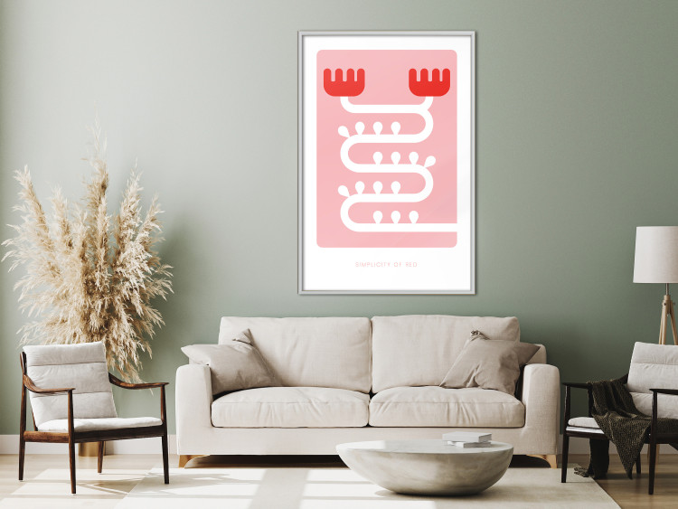Poster Simplicity of Red - texts and abstract white pattern on a pink background 135653 additionalImage 12