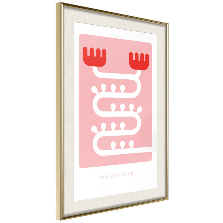 Poster Simplicity of Red - texts and abstract white pattern on a pink background 135653 additionalImage 20