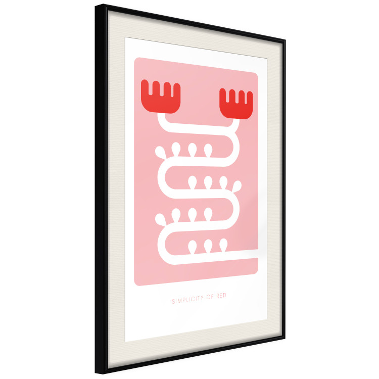 Poster Simplicity of Red - texts and abstract white pattern on a pink background 135653 additionalImage 21