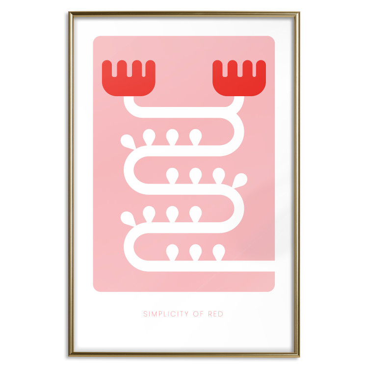 Poster Simplicity of Red - texts and abstract white pattern on a pink background 135653 additionalImage 9