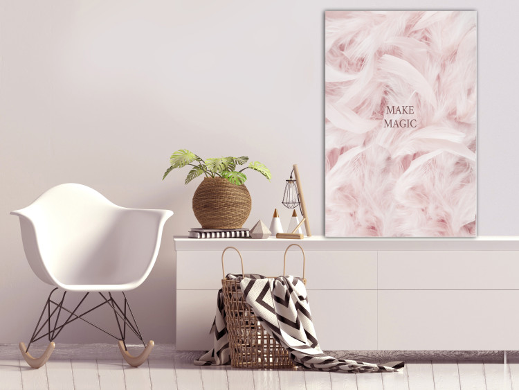 Canvas Print Brown inscription Make Magic - Abstraction with pink in the background 136453 additionalImage 3