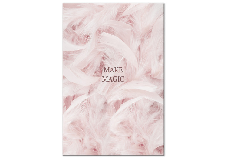 Canvas Print Brown inscription Make Magic - Abstraction with pink in the background 136453
