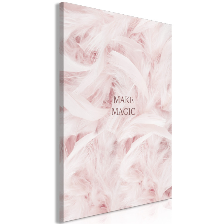 Canvas Print Brown inscription Make Magic - Abstraction with pink in the background 136453 additionalImage 2