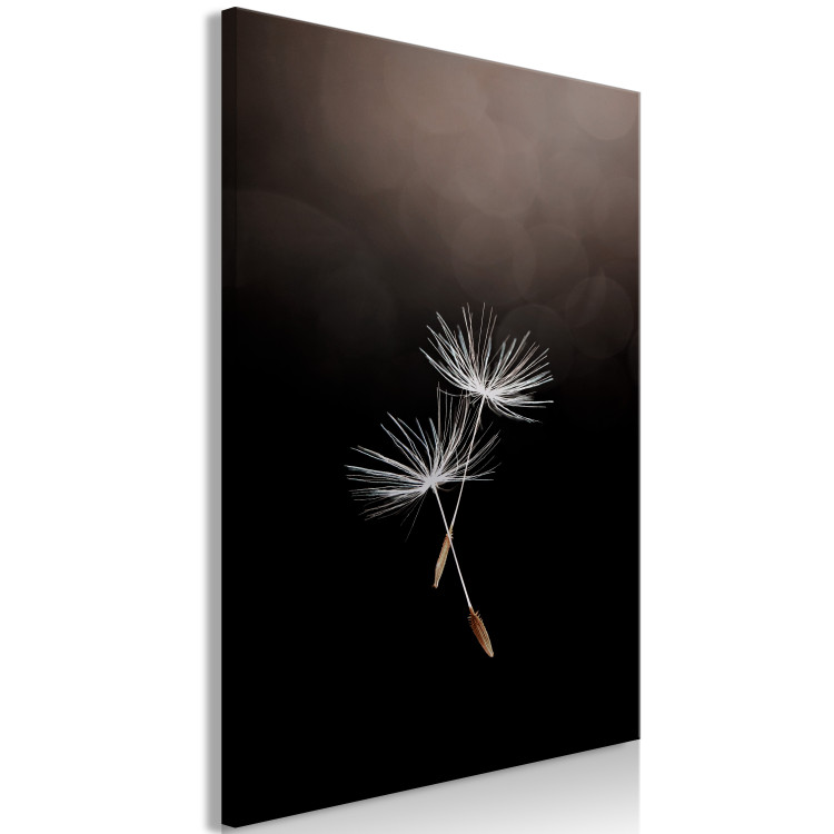 Canvas Print Two Dandelier Seeds - Boho Style Photography on a Dark Background 137253 additionalImage 2