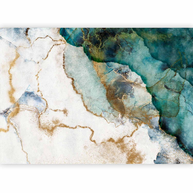 Wall Mural Turquoise melancholy - abstract marble watercolour with patterns 142953 additionalImage 1