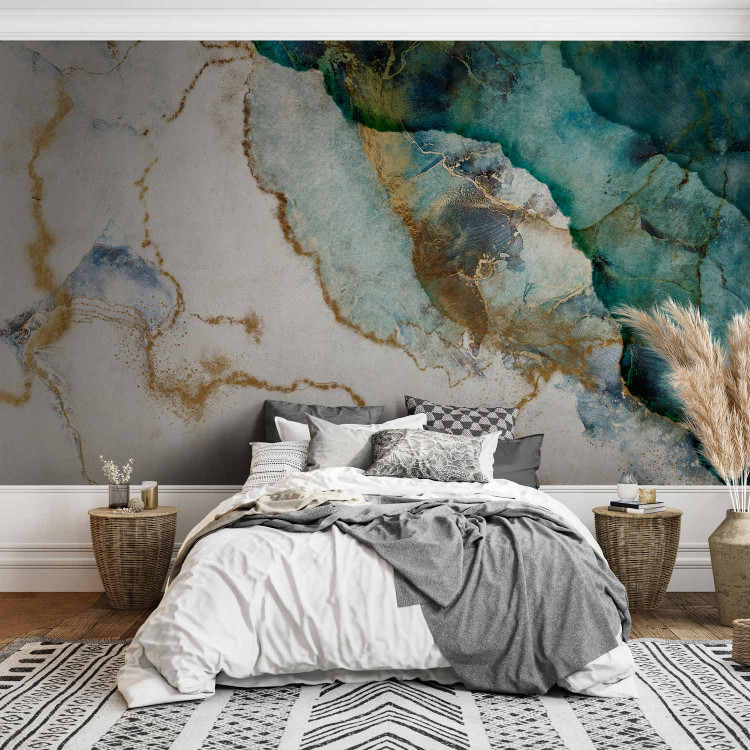 Wall Mural Turquoise melancholy - abstract marble watercolour with patterns 142953 additionalImage 2