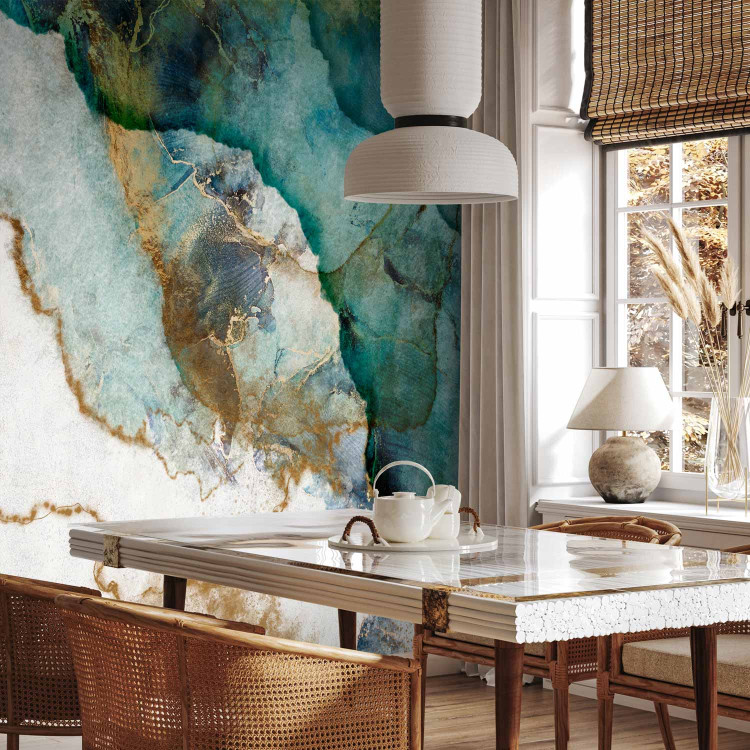 Wall Mural Turquoise melancholy - abstract marble watercolour with patterns 142953 additionalImage 7