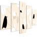 Canvas Print Chirping Birds (5-piece) Wide - beige composition in leaves 143753 additionalThumb 2